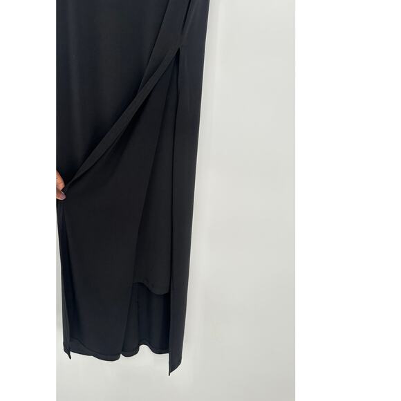 Banana Republic Black Midi Dress Timeless Elegance Split Sleeveless Summer XS - Picture 4 of 8